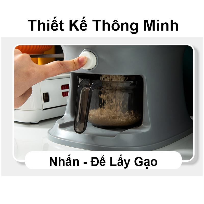 Thùng Đựng Gạo Thông Minh Dung Tích 10kg Kèm Cốc Đong, Mẫu Mã Đẹp Màu Sắc Sang Trọng