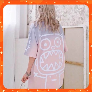 Áo thun loang mặt quỷ 🍀freeship🍀 áo phông loang mặt quỷ tay lỡ, form rộng 2 màu unisex