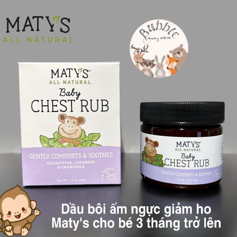 Dầu bôi ấm ngực thiên nhiên Maty’s cho bé 3M+của Mỹ