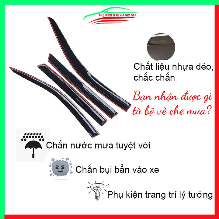 Vè che mưa cho xe ô tô Tucson 2016-2020 vè đen bảo vệ trang trí xe