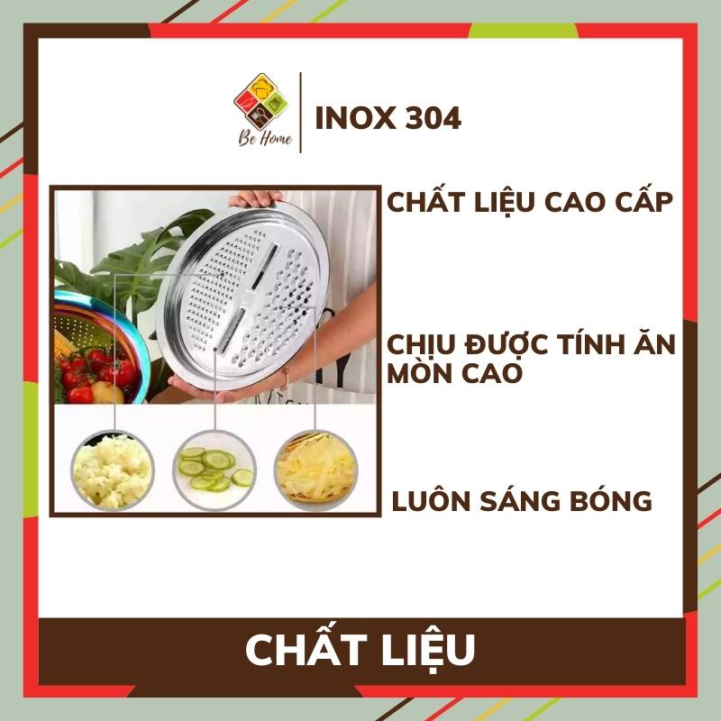 Bộ nạo rau củ 3 món bào BEHOME Rổ nạo rau củ kiêm rổ và chậu inox cao cấp đa năng tiện lợi dùng nhà bếp