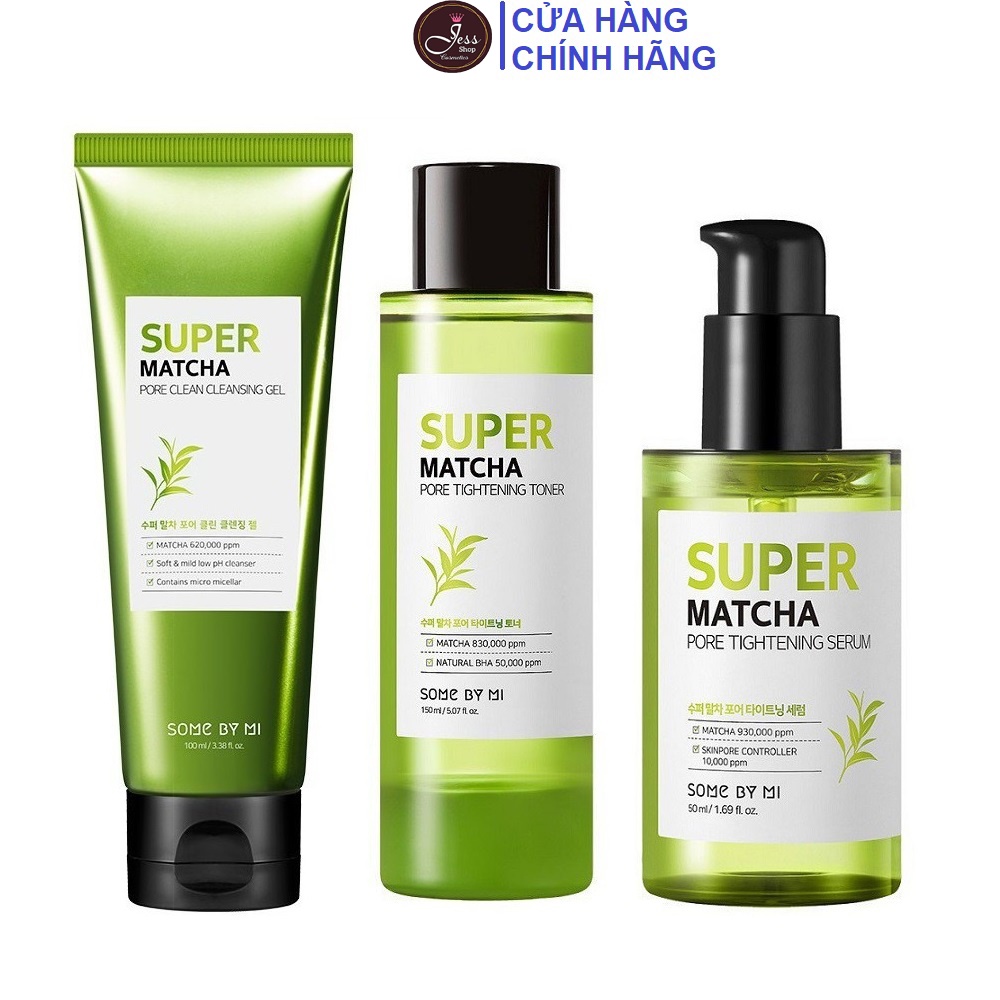 Bộ 3 Sản Phẩm Kiềm Dầu, Se Khít Lỗ Chân Lông Some By Mi Super Matcha Pore (Sữa Rửa Mặt + Toner + Serum)