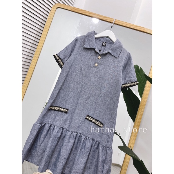 Đầm form suông bèo viền ngọc sang đẹp kèm ảnh thật shop chụp