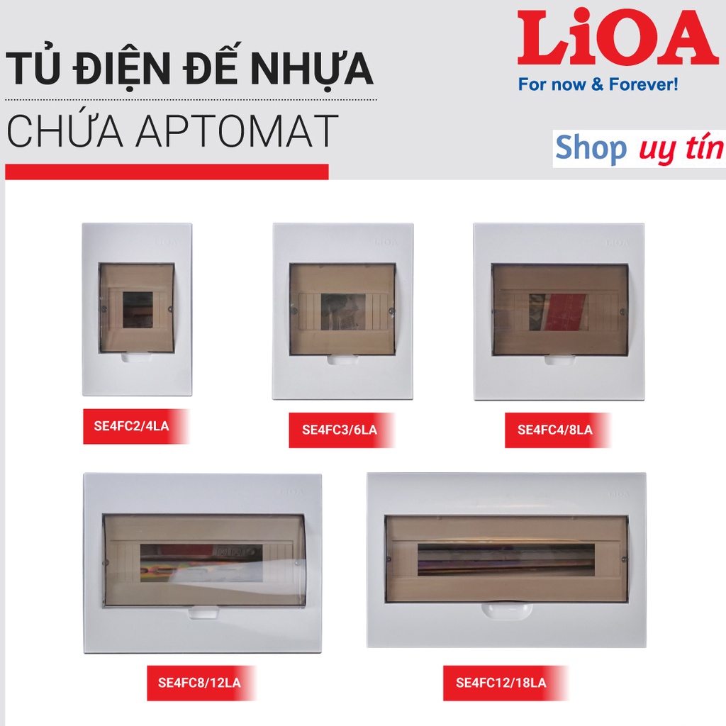 Tủ điện âm tường LiOA - Hộp chứa aptomat LiOA - Hộp cầu dao bằng nhựa chứa từ 2 đến 12 át cho xây dựng