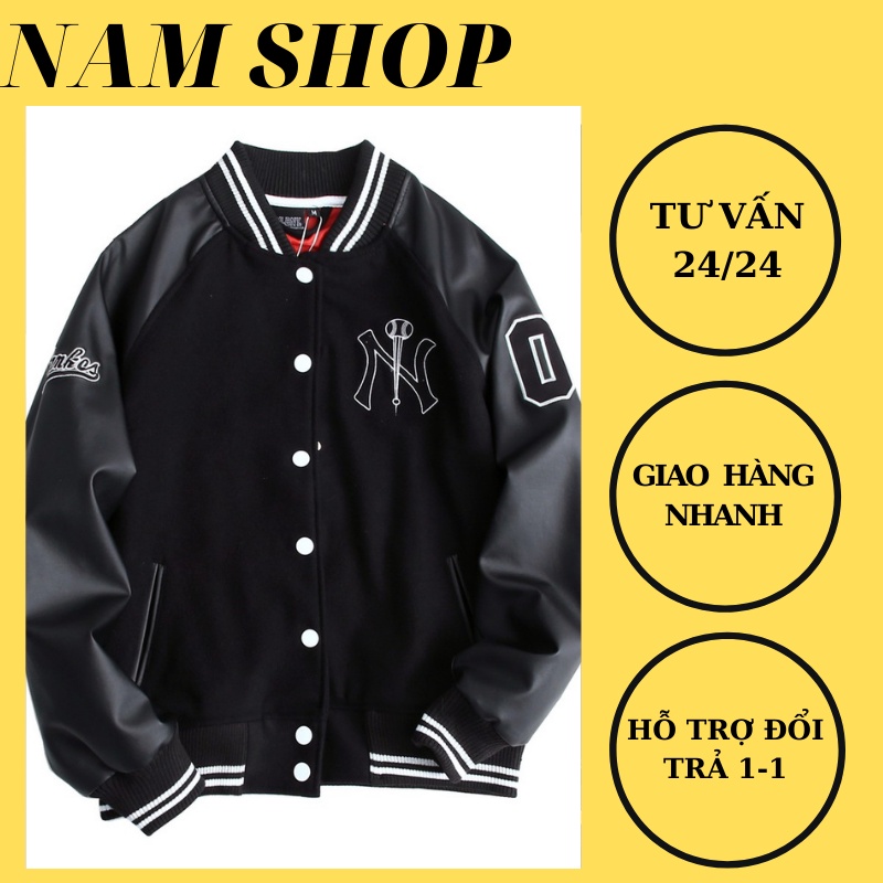 Áo Bomber ,Áo Bóng Chày Da Thêu Đính Cúc Hot 2021