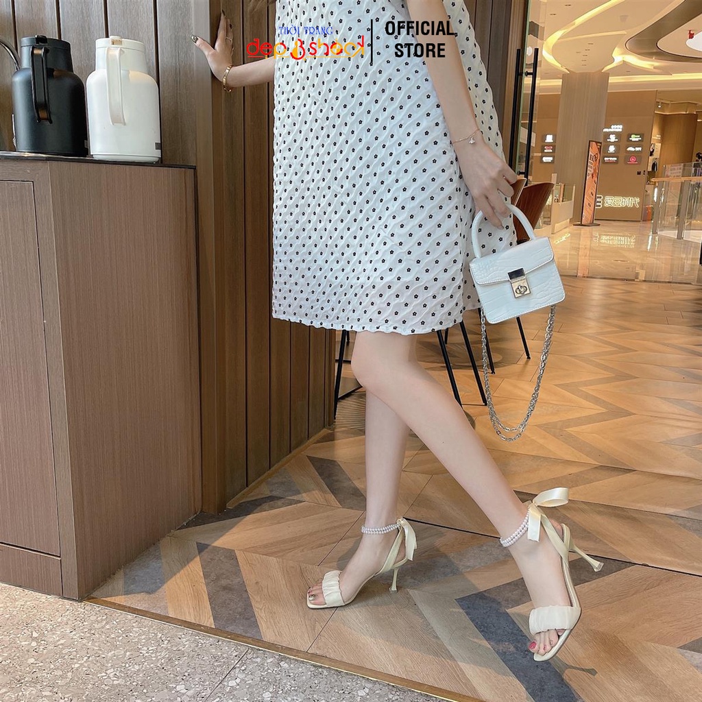 Giày cao gót Big Size Quai Ngang bèo nhún gót nhọn 7 phân - Giày Sandal nữ Size lớn 42 43 Cao Cấp Depvashock