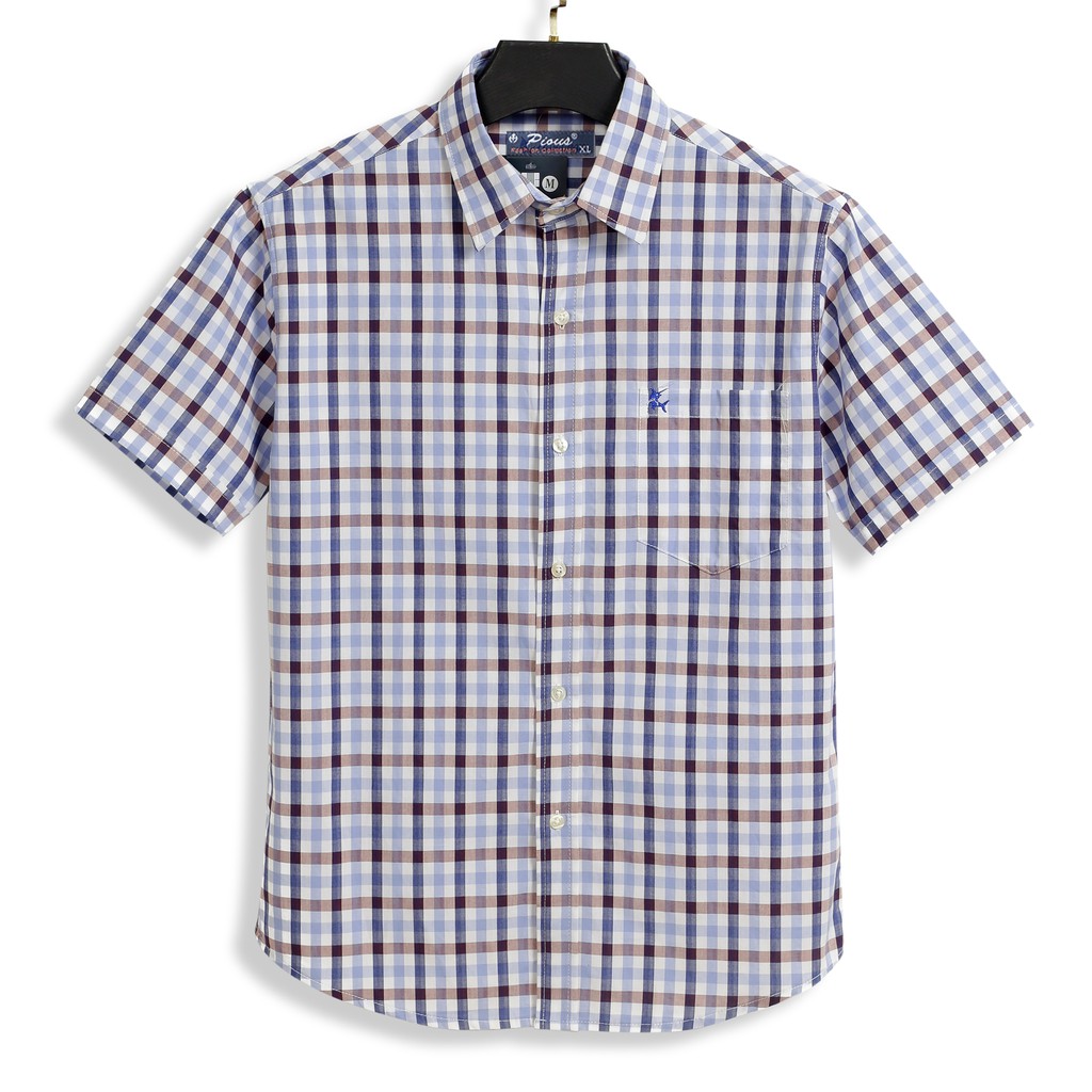 [Mã FAMALLT5 giảm 15% đơn 150K] Áo sơ mi nam caro cotton cao cấp ngắn tay pious HAHA701 | BigBuy360 - bigbuy360.vn