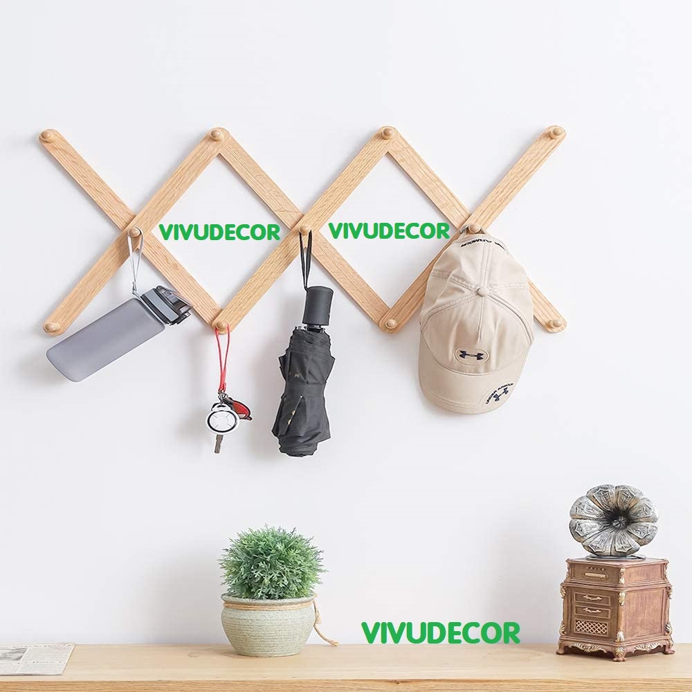 Móc treo tường Vivudecor 11 nhánh, Móc treo quần áo biến hình phù hợp với mọi không gian, tặng kèm miếng dán nhựa