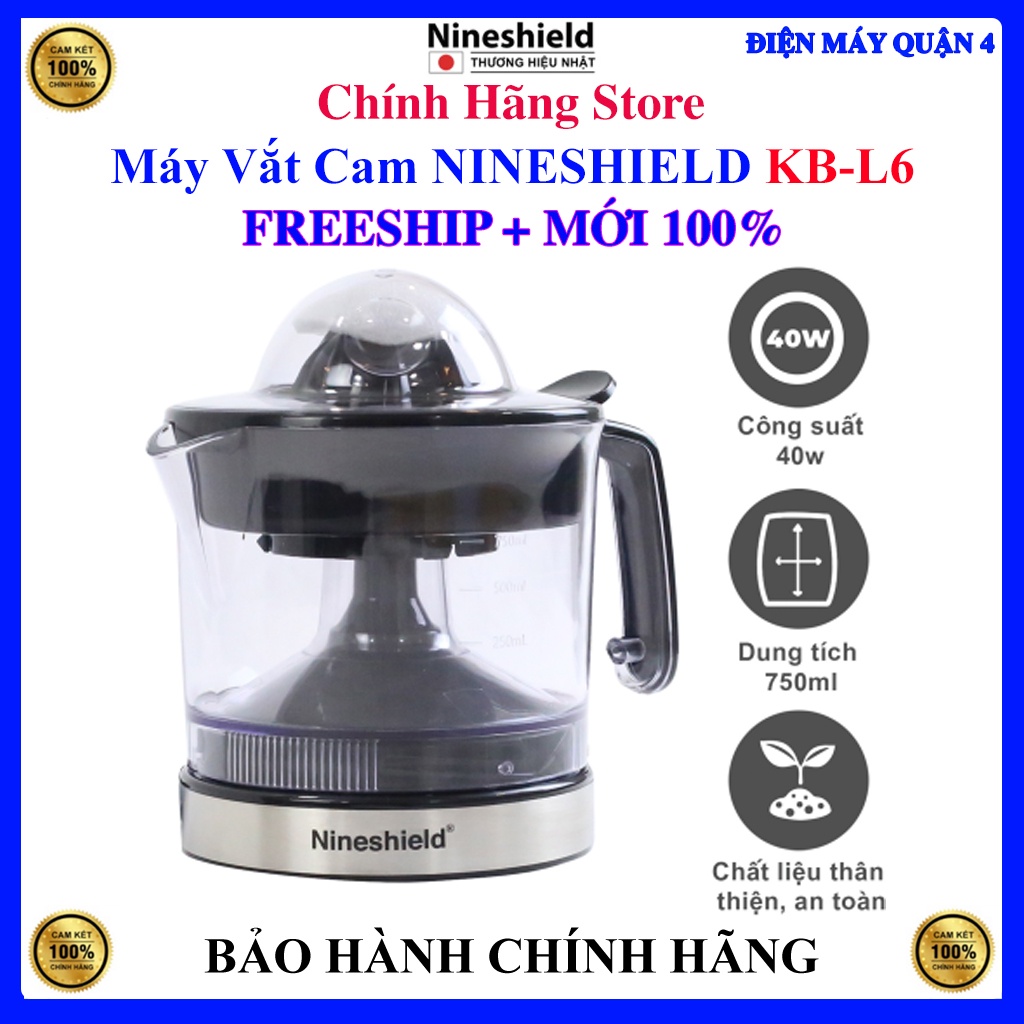 Máy vắt cam Nineshield KB L6 viền inox, Bảo hành chính hãng