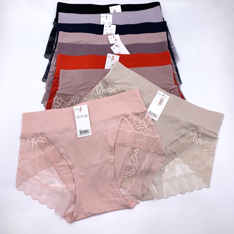Quần Lót Nữ Cotton Phối Ren Cao Cấp Cạp Cao Gen Bụng Che Khuyết Điểm