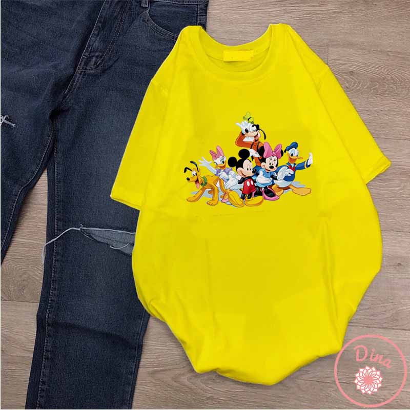 Áo thun Unisex Chuột Mickey và những người bạn Cotton Thun - Dẽ Thương