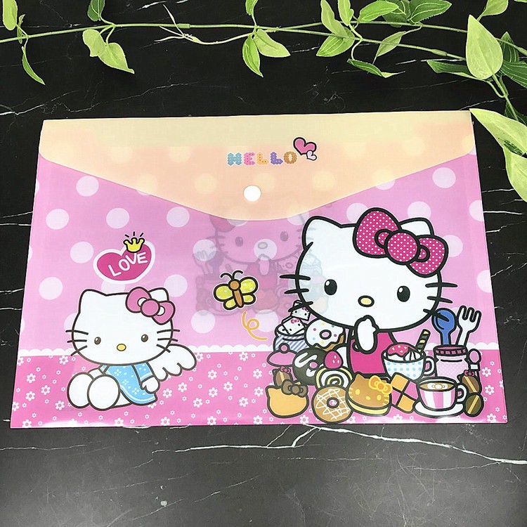 ❤❤Hello kitty Túi Đựng Tài Liệu Giấy Tờ Khổ a4 Họa Tiết Hoạt Hình hello kitty Dễ Thương