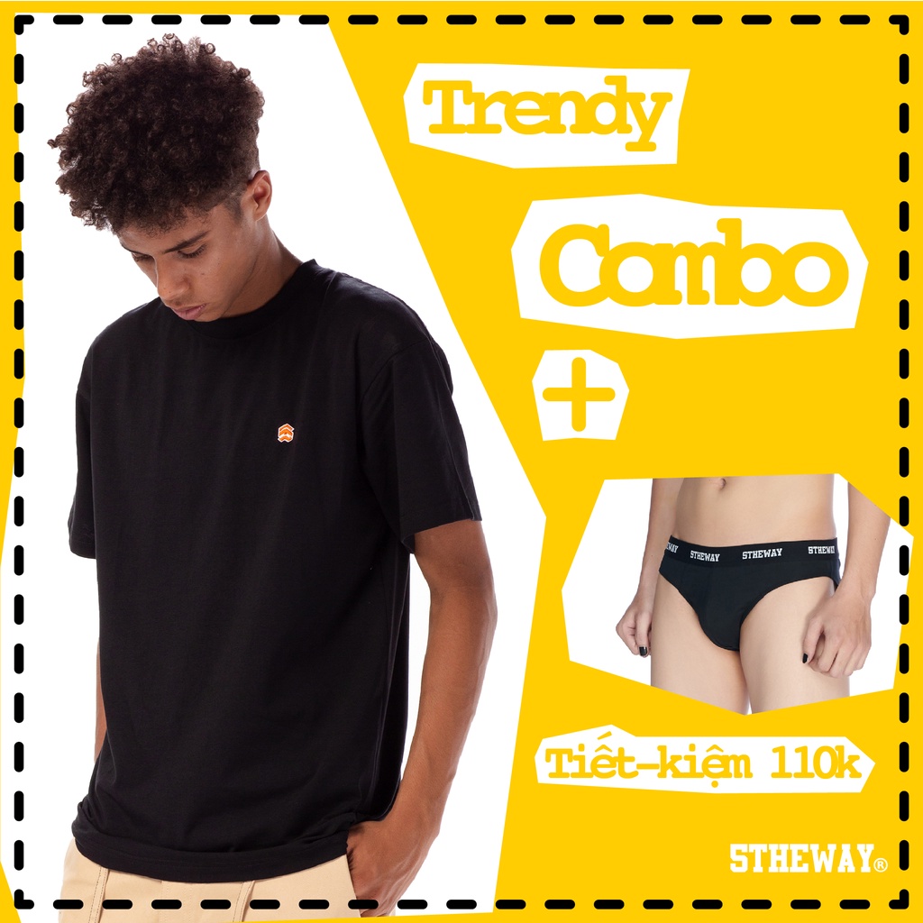 5THEWAY SUMMER COMBO - BLACK TEE aka Bộ Áo Thun Logo Cam form Fit Tee và Quần Lót Tam Giác Nam