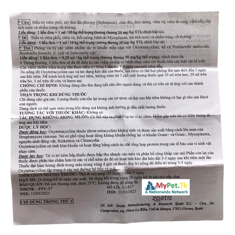 Oxytetra Zoetis 20ml