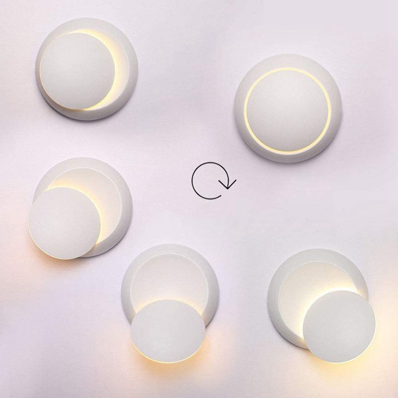 Wall Lamp Lights Decoration LED Lighting Spin Night Light 3000K Moon Type Sconces for Indoor Bedroom Living Room,White