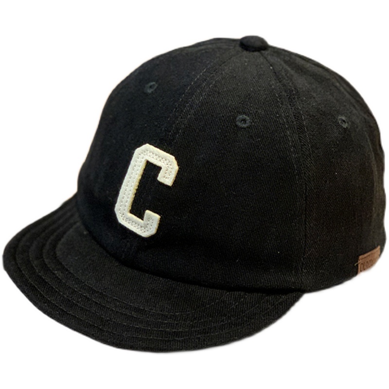 Mũ lưỡi trai vải nhung vành ngắn phẳng họa tiết chữ phong cách thu đông Nhật Bản cổ điển dành cho cặp đôi