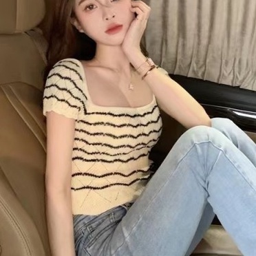 Áo Dệt Kim Tay Ngắn Bằng Lụa Băng Phong Cách Mùa Hè Tinh Khiết Thời Trang Mới Dành Cho Bạn Nữ
