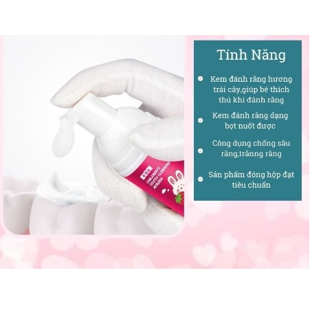 Kem Đánh Răng Tạo Bọt Cho Trẻ Nuốt Được Hương Dâu Và Hương Dưa Hấu