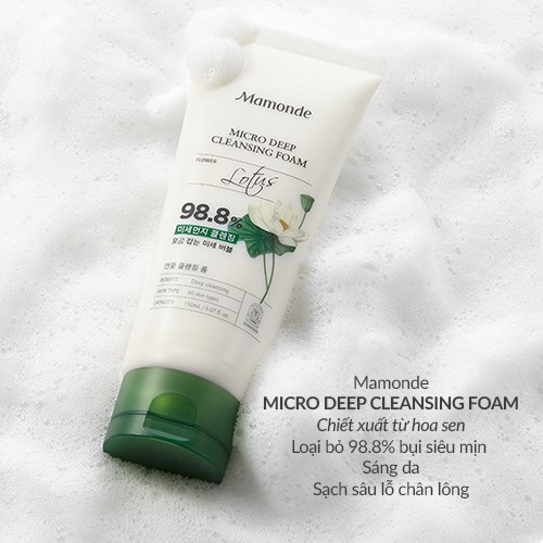 Sữa rửa mặt làm sạch lỗ chân lông mụn đầu đen Mamonde Micro Deep Cleansing Foam 150ml