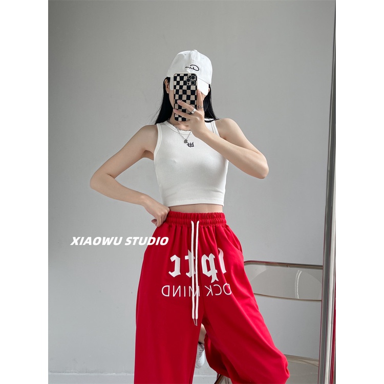 NRVP Quần Thể Thao Nữ Ống Rộng Phong Cách Thời Trang Đường Phố Hàn Quốc Mới