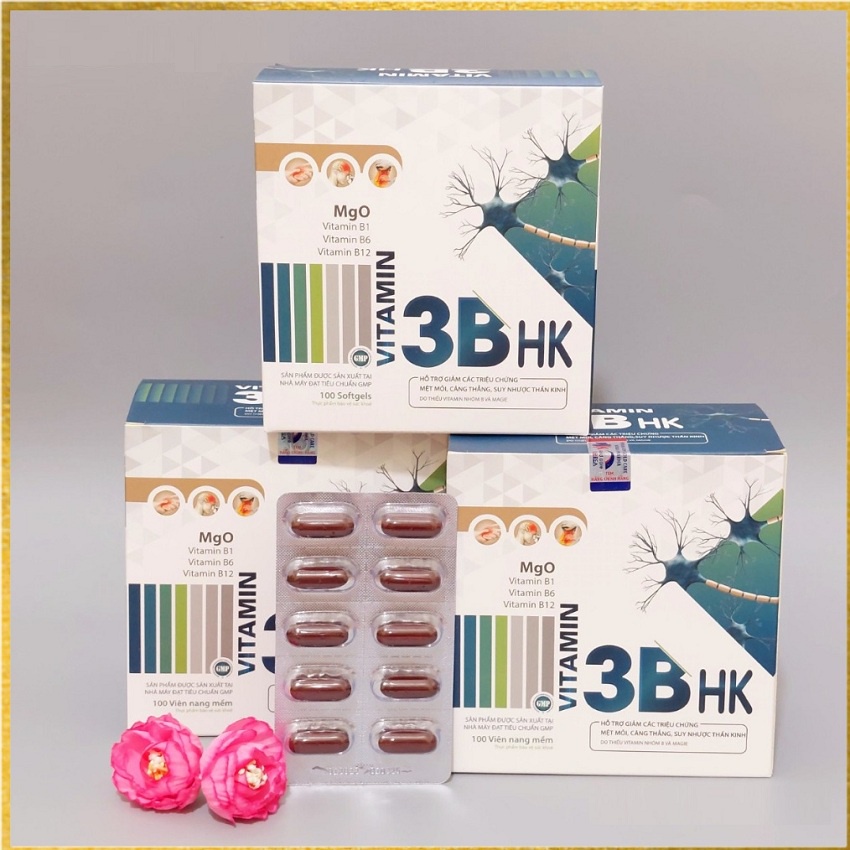 Vitamin b1,vitamin 3B HK,vitamin,b1,b6,b12, bổ sung vitamin,Hỗ Trợ Giảm Mệt Mỏi, Căng Thẳng,Suy Nhược Thần Kinh Hộp100 v