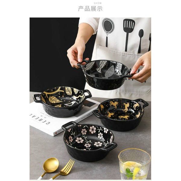 Bộ Thố Gốm Sứ Có Tay Cầm Họa Tiết Hoa Văn Phong Cách  Bắc Âu