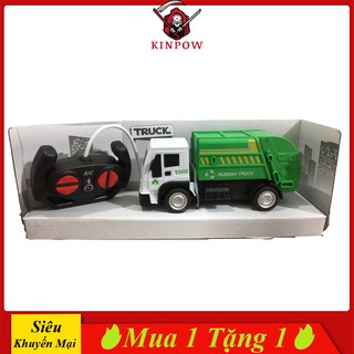 Đồ Chơi Xe Rác Điều Khiển KINPOW Màu Xanh Nổi Bật, Đèn Pha Sáng, Di Chuyển Siêu Tốc