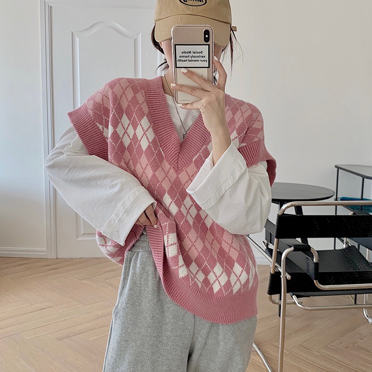 <Ready> Áo Nữ Không Tay Họa Tiết Caro Thời Trang Phong Cách Hàn Quốc | BigBuy360 - bigbuy360.vn