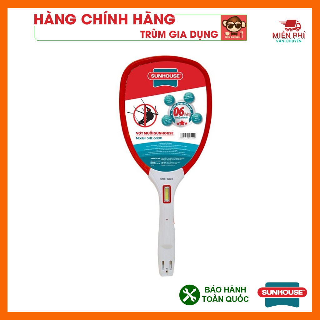 Vợt Muỗi SHE-MT1690 Làm Bằng 2 Lớp Lưới Nhôm, đèn led và đèn báo sạc tiện dụng