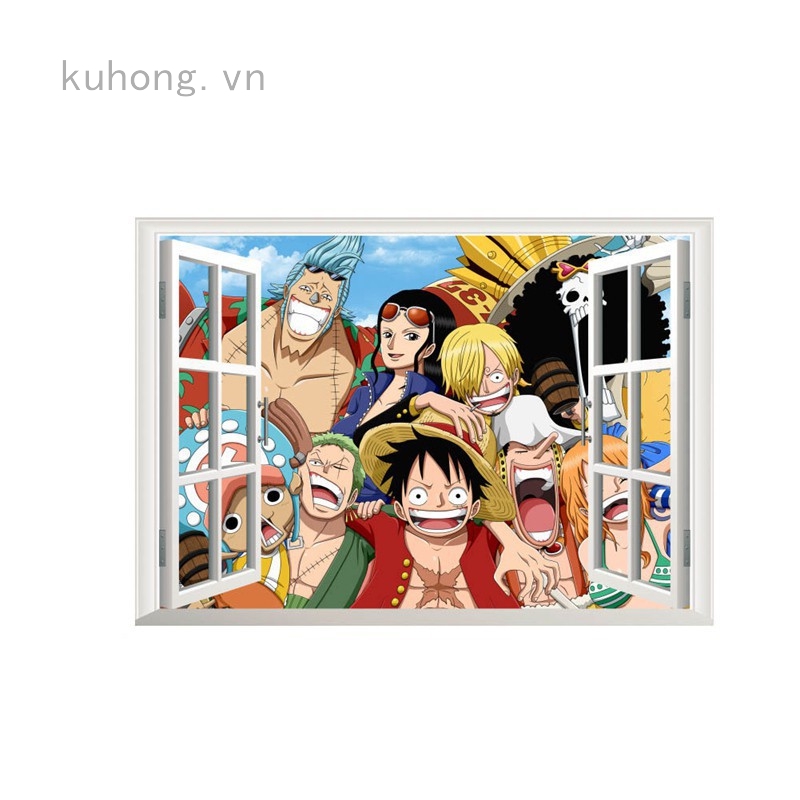 Miếng dán tường in hình các nhân vật trong One Piece đẹp mắt