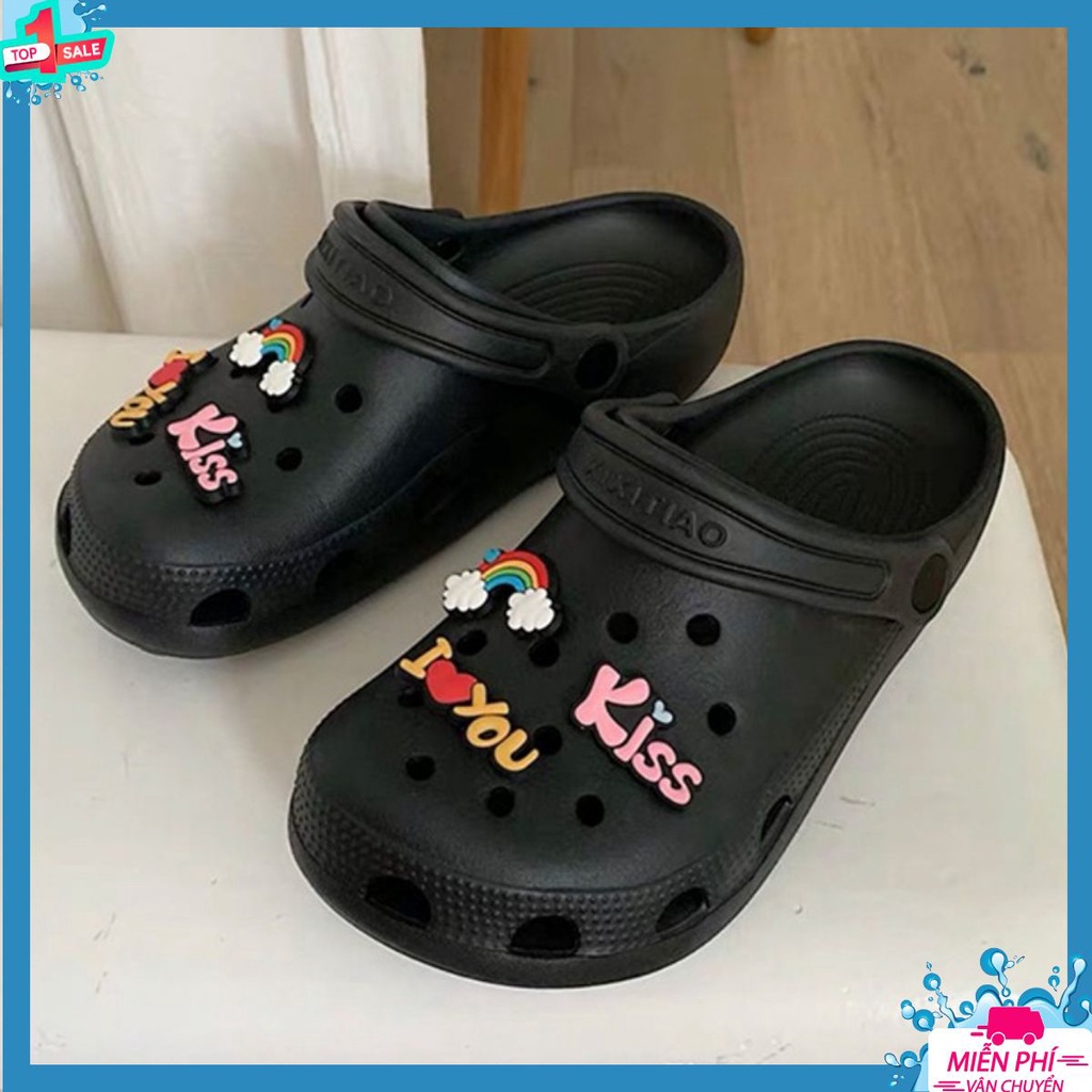 Dép Sục Nữ Đi Mưa Chất Liệu Cao Su Non Siêu Êm Tặng Kèm Sticker Đính Dép