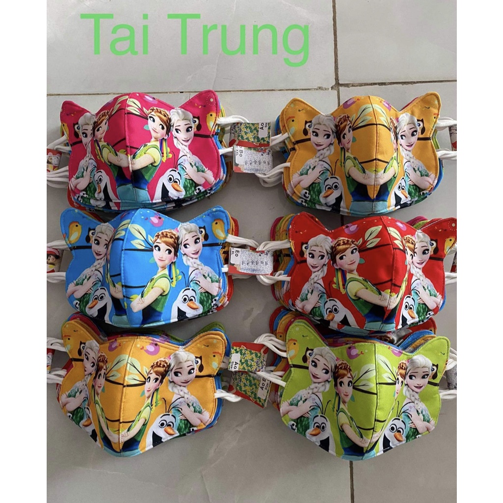 Khẩu Trang Vải 3 Lớp Cao Cấp có hình siêu nhân và công chúa Cho Bé trai, bé gái