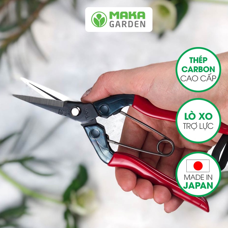 Kéo tỉa cành lá Nhật Bản Chikamasa T-55C, Siêu bén, không rỉ, làm từ thép cacbon cao cấp, SX tại Nhật Bản