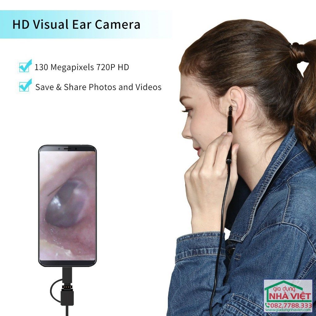 Camera Nội Soi Tai Siêu Nét Đi Kèm Bộ Đầu Lấy Ráy, Soi Tai Mũi chuyên nghiệp, Model GGY-55, Giảm sốc 50% [Giảm giá sốc]