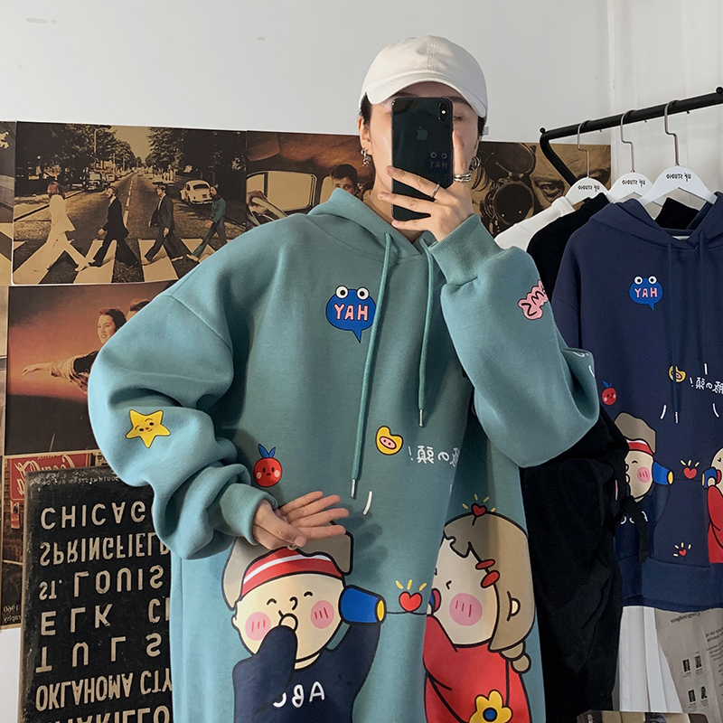 Áo Hoodie Dáng Rộng Họa Tiết Hoạt Hình Thời Trang Thu Đông Có 4 Màu Tùy Chọn Cho Cặp Đôi | BigBuy360 - bigbuy360.vn