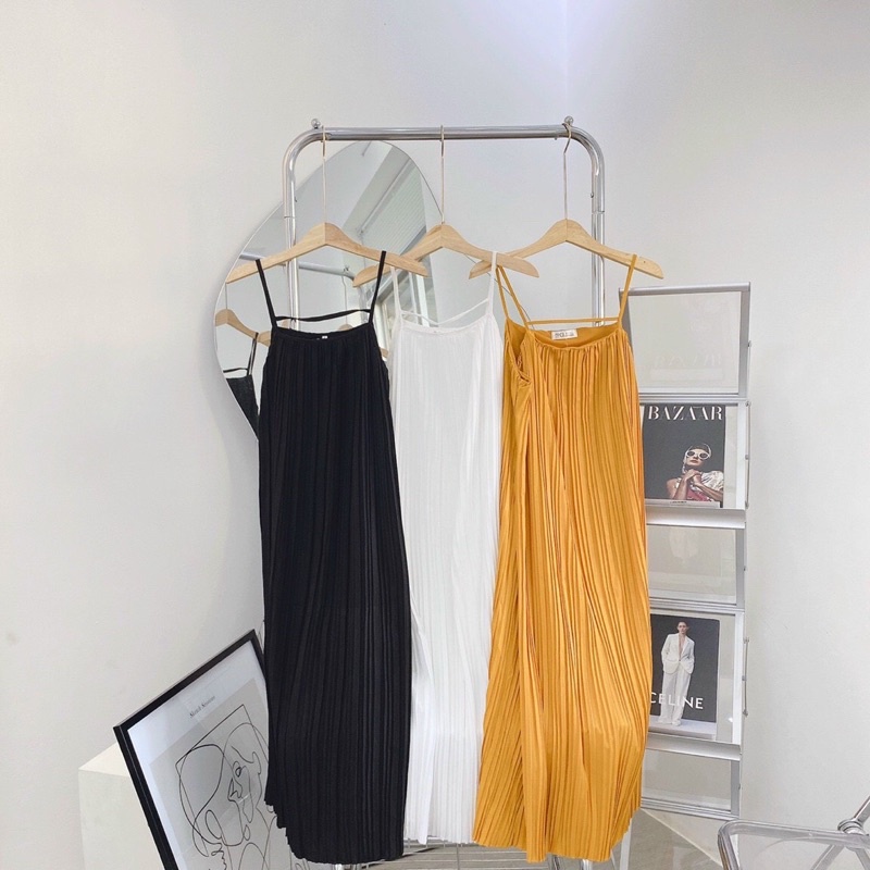 Đầm maxi đi biển 2 dây xếp ly