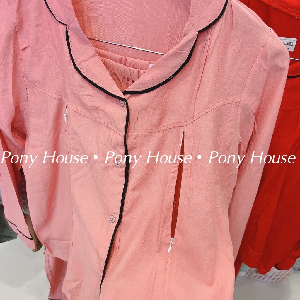 Bộ Bầu Sau Sinh Pijama Chất Đũi Hàn Viền Đen Siêu Mềm, Mát Có Khóa Cho Con Bú Cao Cấp (Free Size 45-65kg)