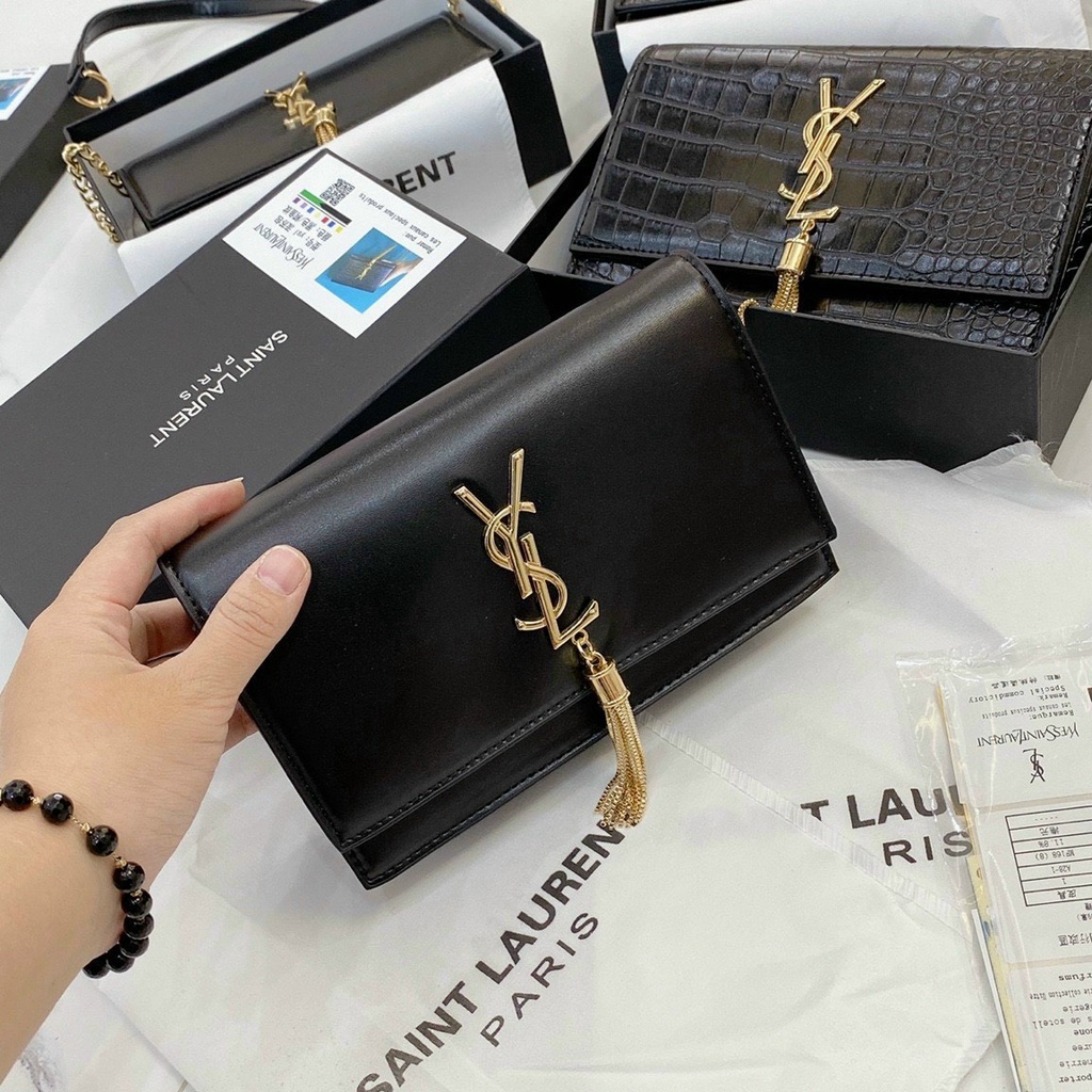 Túi đeo chéo Y.S.L size 21 hàng fullbox nguyên seal, túi vải hãng