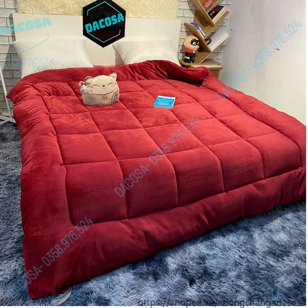 Chăn Lông Nhung Tuyết Muji Màu Đỏ Đô Cao Cấp Năng 3kg