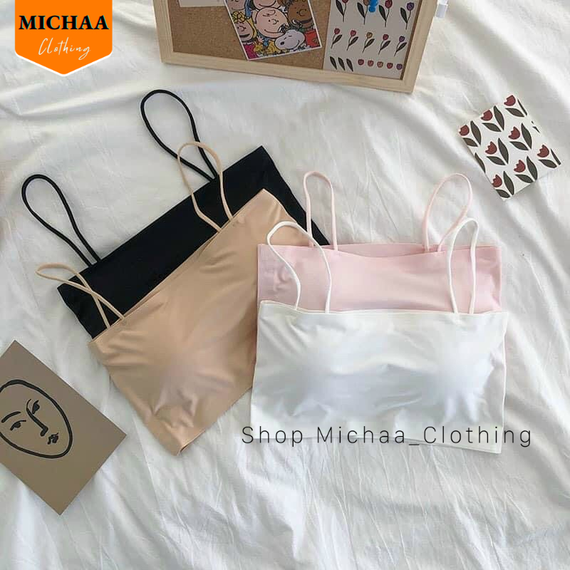 Áo Croptop BRA ĐÚC SU Trơn Quây Nữ Có Mút Ngực, Áo Bra 2 Dây Chất Thun Lạnh Không Gọng CR100