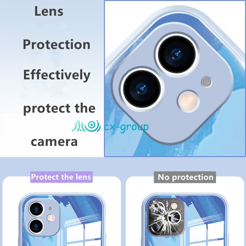 Ốp Điện Thoại Mặt Kính Màu Nước Thời Trang Chống Sốc Cho Iphone 11 12pro Max 7plus 8plus X Xs Max Xr 12 12pro