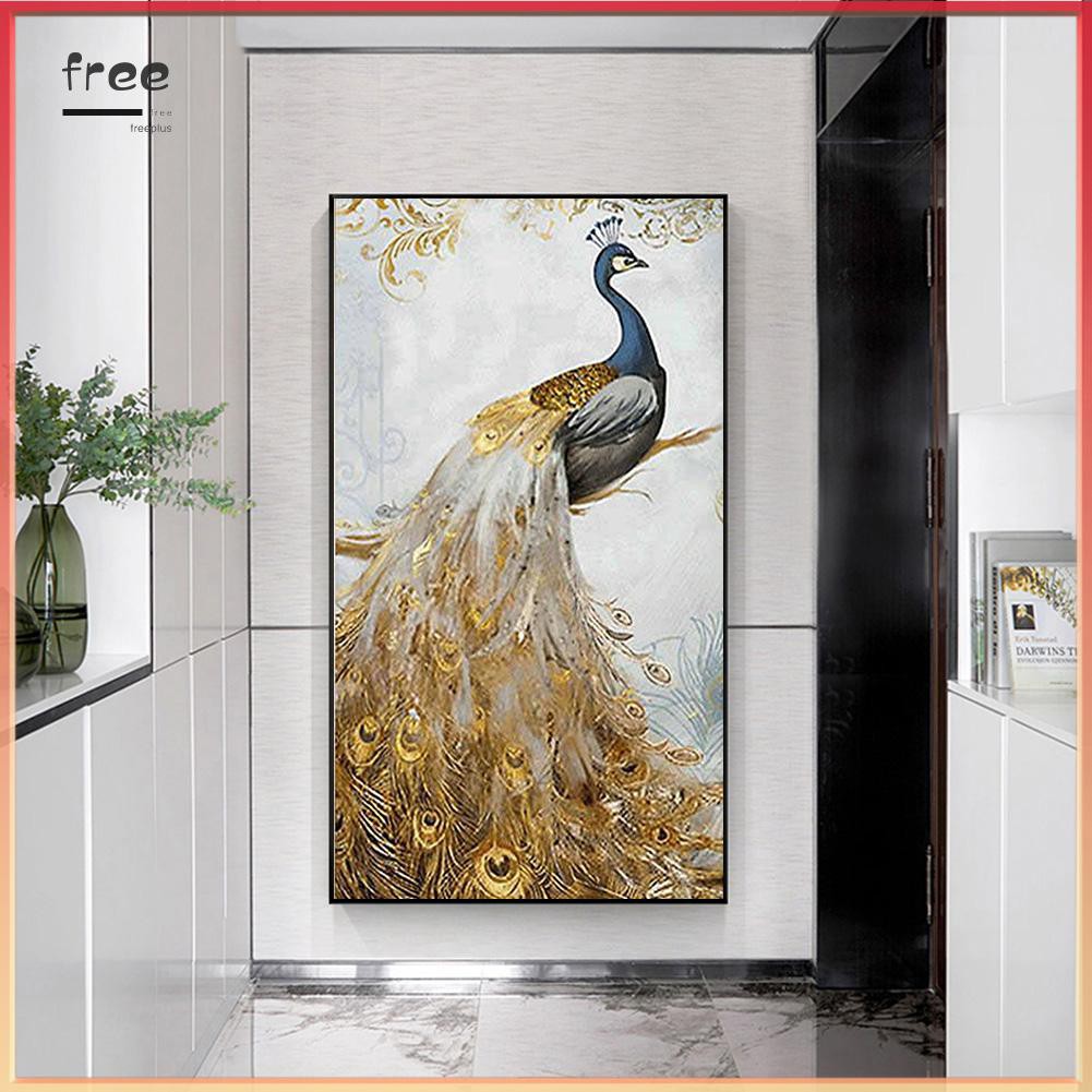 Tranh Đính Đá Tự Làm Hình Con Công 45x85cm