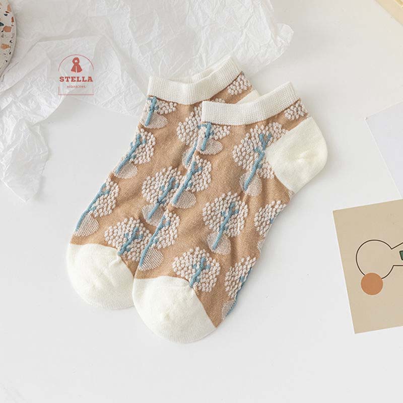 Set 4 vớ nữ mỏng xuân hè cổ ngắn xinh xắn / tất nữ vintage dễ thương