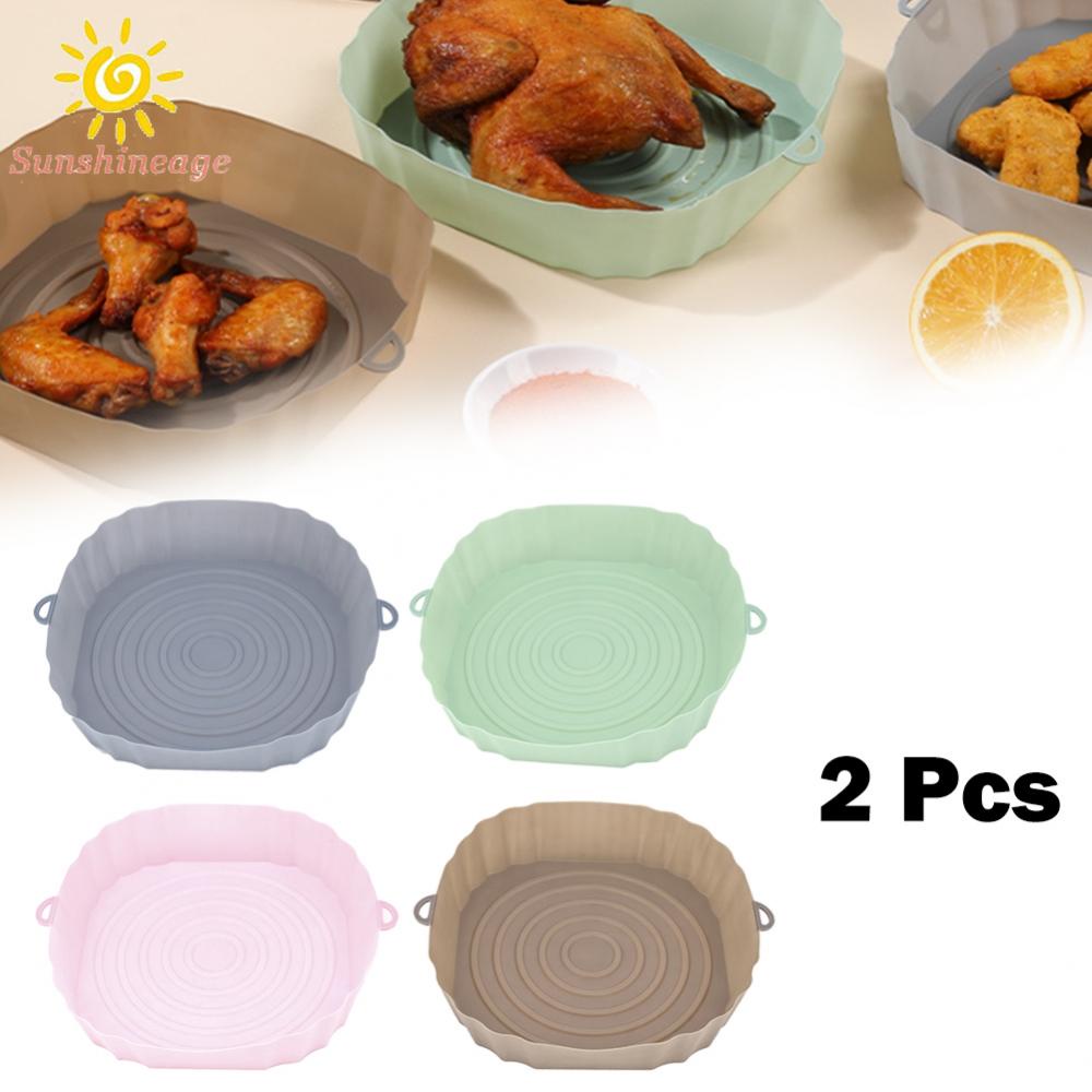 2Pcs Silicone Pot Holder Oven Tray Air Fryer Pad Food Grade Reusable With Handle