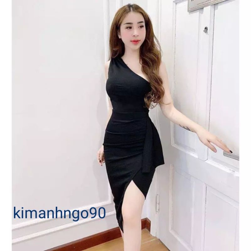 ĐẦM BODY LỆCH VAI XẺ TÀ QUYẾN RŨ ( Hàng thiết kế ảnh thật 100%)