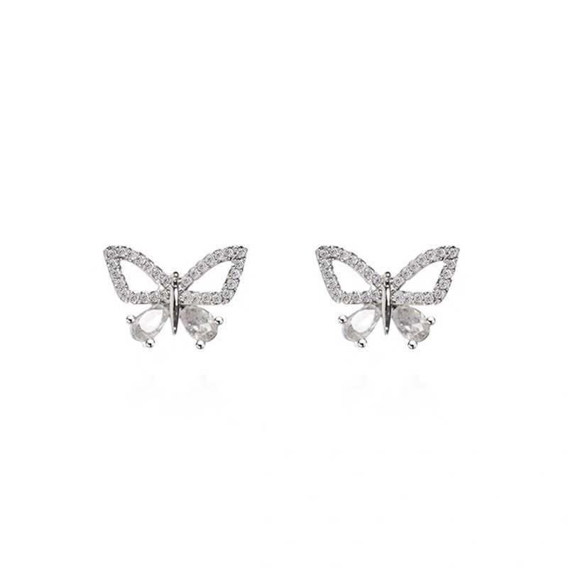 Fashionable 925 Sterling Silver-plated Butterfly Earrings