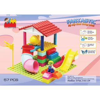 Bộ lắp ghép khu vui chơi trượt ống thu nhỏ VNKT009 - Vinakidstoys đồ chơi Việt nam ( Lego duplo)