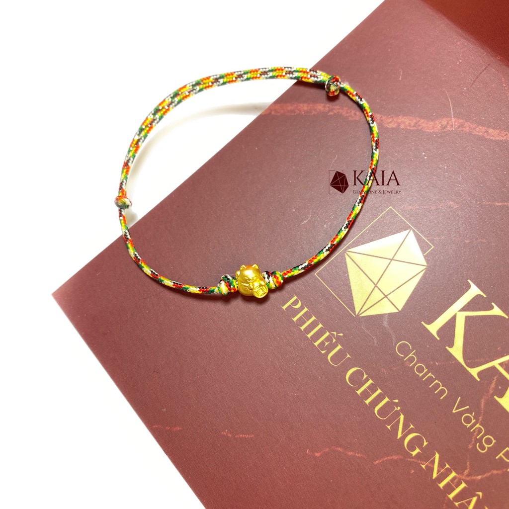 Vòng tay charm mèo thần tài mini may mắn 24k - KAIA