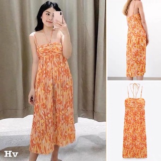 Váy hai dây hoa zara xuất dư