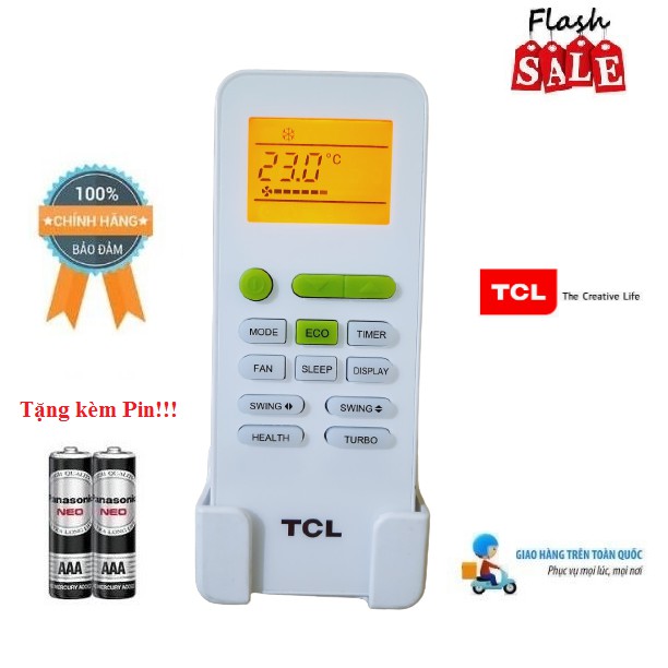 Remote Điều khiển điều hòa máy lạnh TCL- Hàng mới chính hãng 100% Tặng kèm đế treo tường + Pin